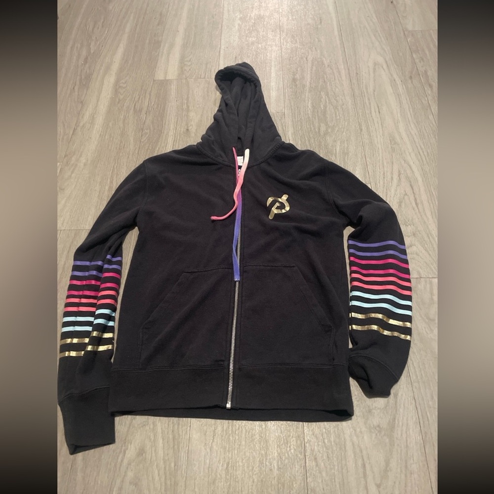 Spiritual Gangster Black Hoodie with Multicolor Stripes